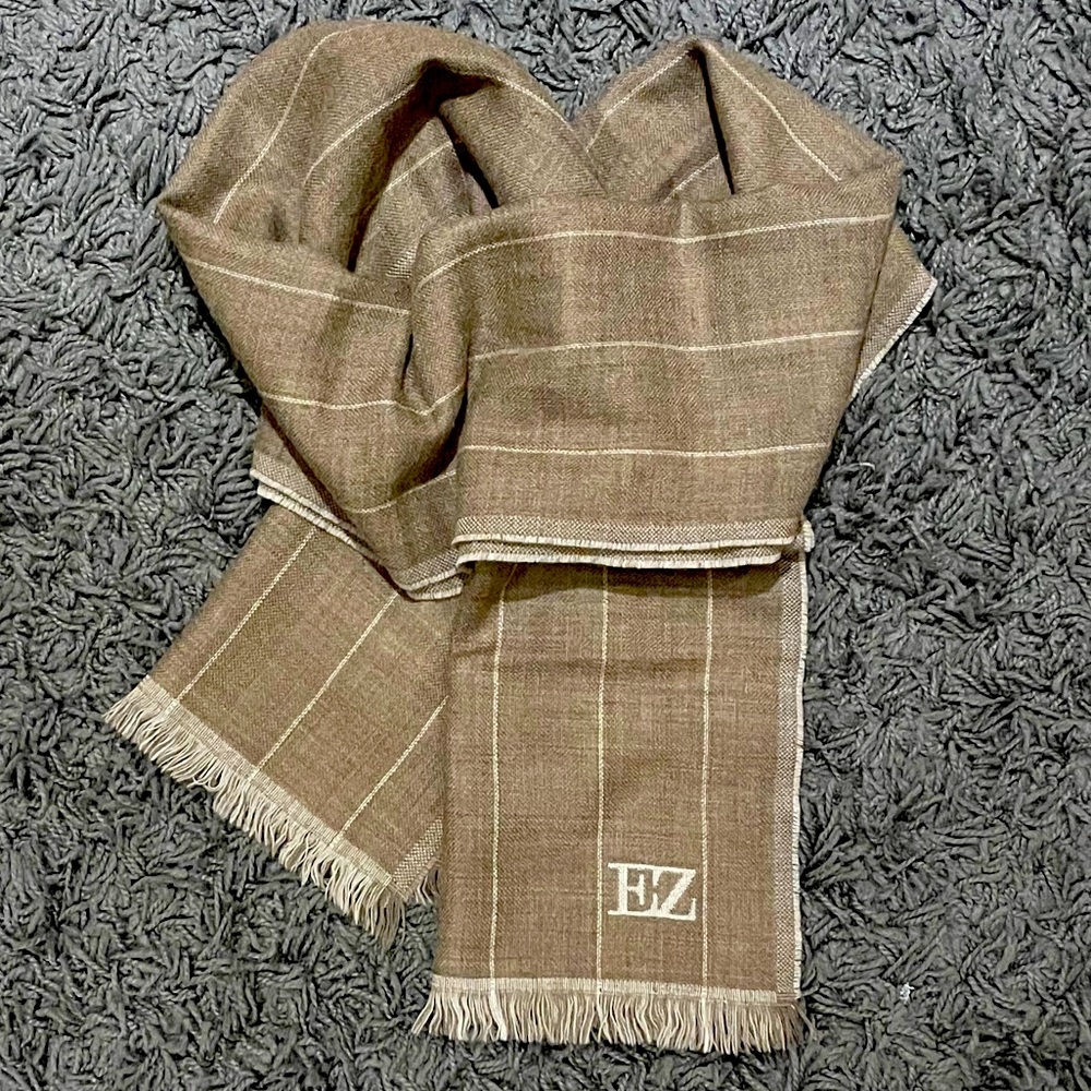 Ermenegildo Zegna 66’x14’ Tan Wool Scarf